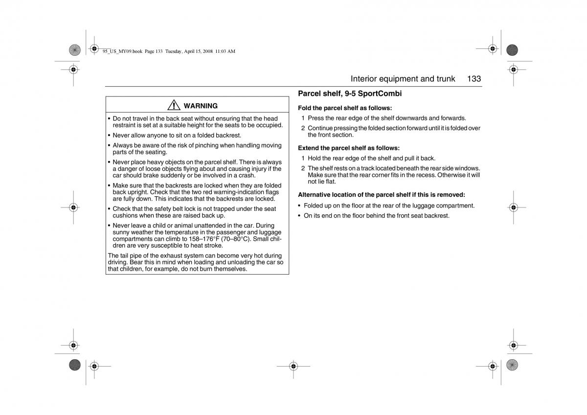 manual  Saab 9 5 FL I 1 owners manual / page 133