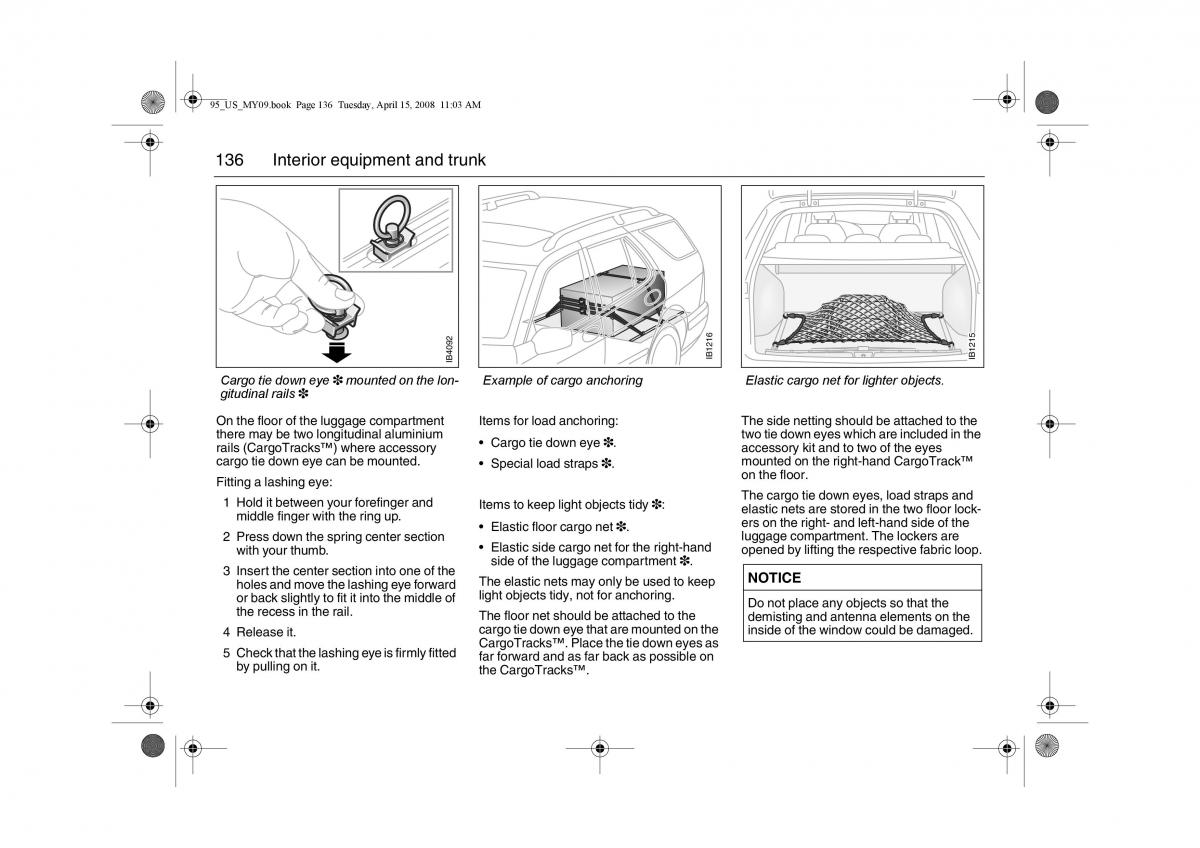 manual  Saab 9 5 FL I 1 owners manual / page 136