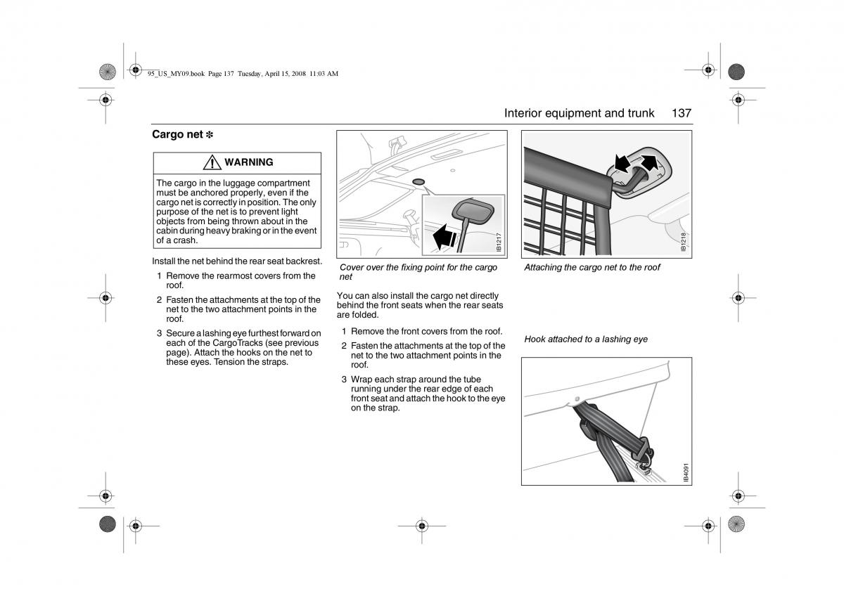 manual  Saab 9 5 FL I 1 owners manual / page 137