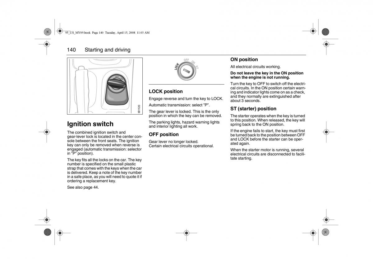 manual  Saab 9 5 FL I 1 owners manual / page 140