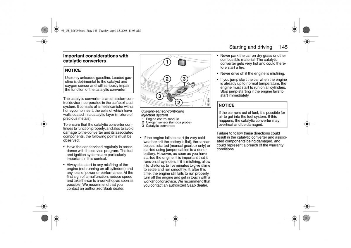 manual  Saab 9 5 FL I 1 owners manual / page 145