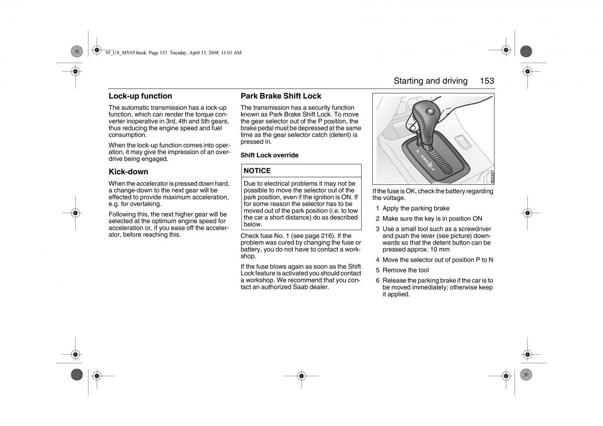 Saab 9 5 FL I 1 owners manual / page 153