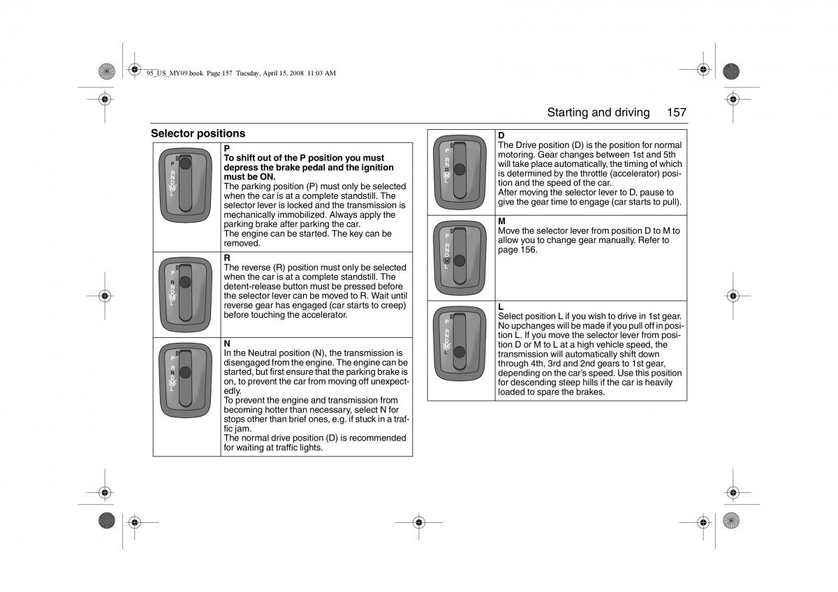 manual  Saab 9 5 FL I 1 owners manual / page 157