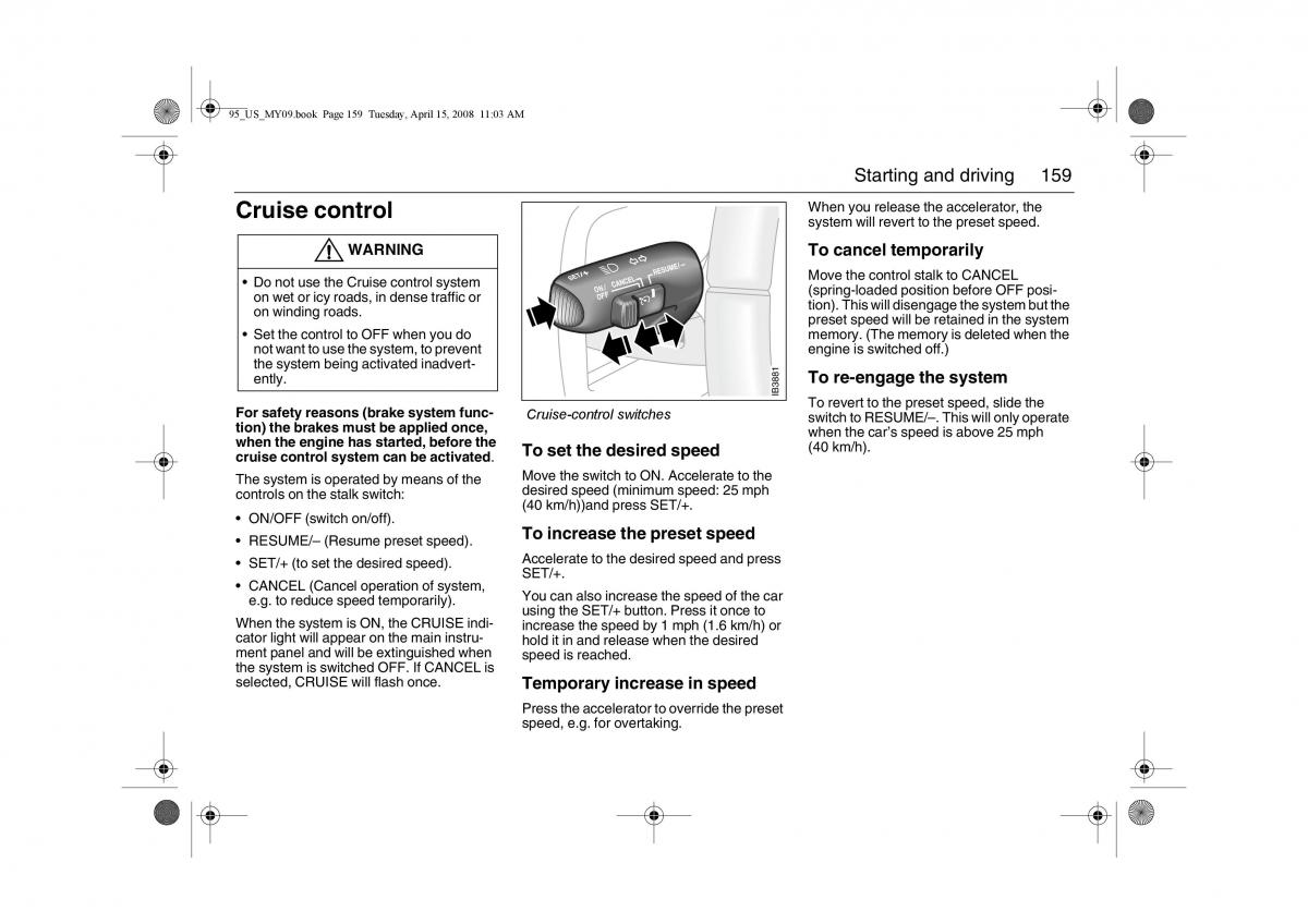 Saab 9 5 FL I 1 owners manual / page 159