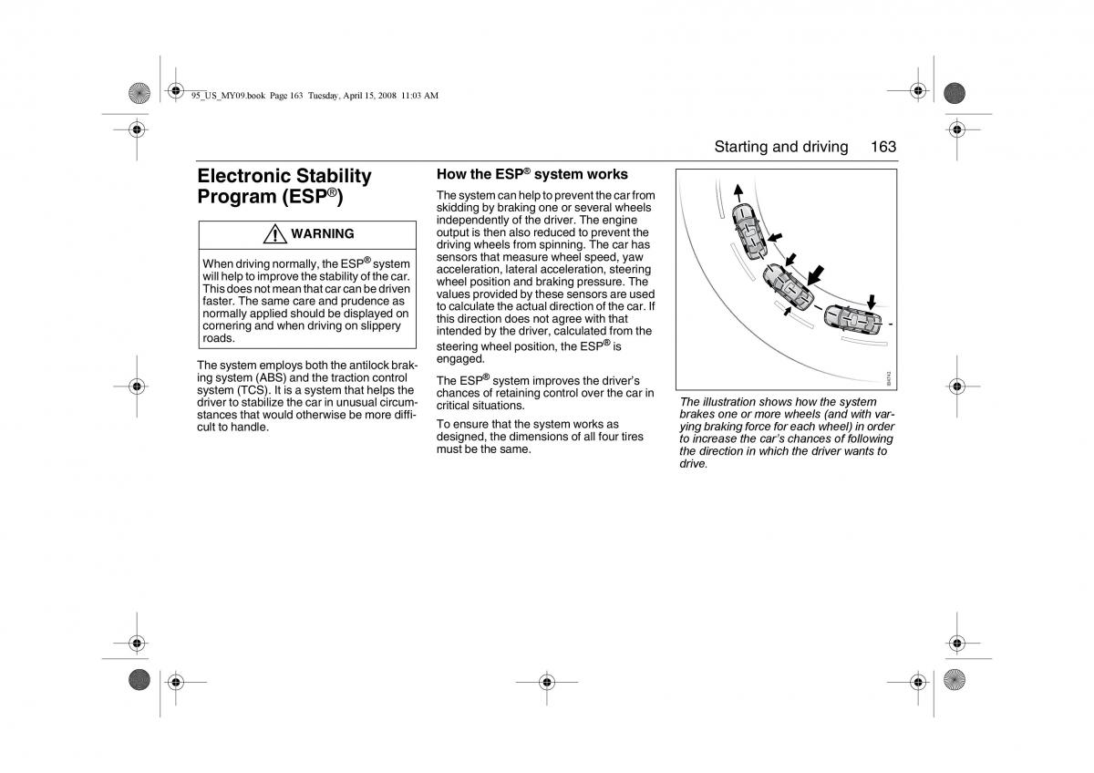 Saab 9 5 FL I 1 owners manual / page 163