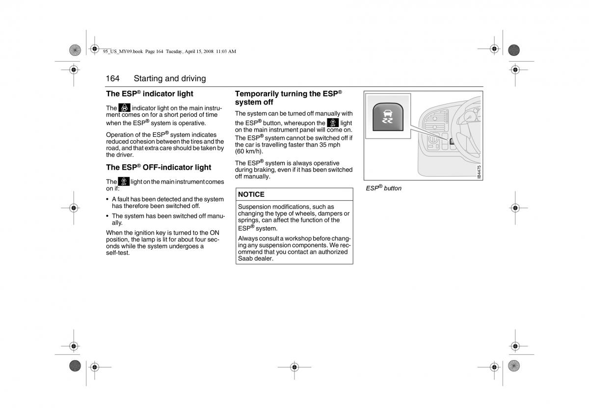 manual  Saab 9 5 FL I 1 owners manual / page 164