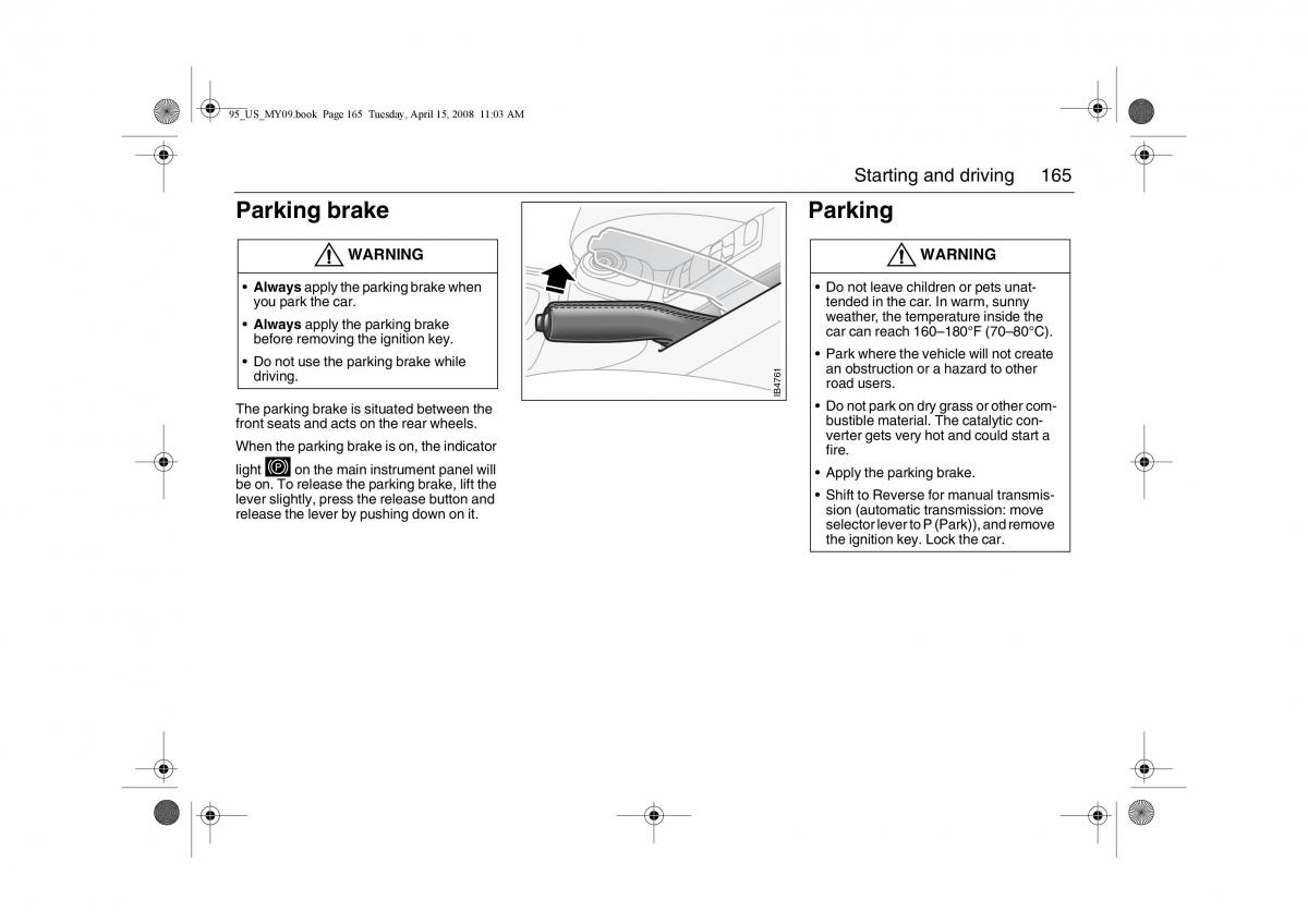 Saab 9 5 FL I 1 owners manual / page 165