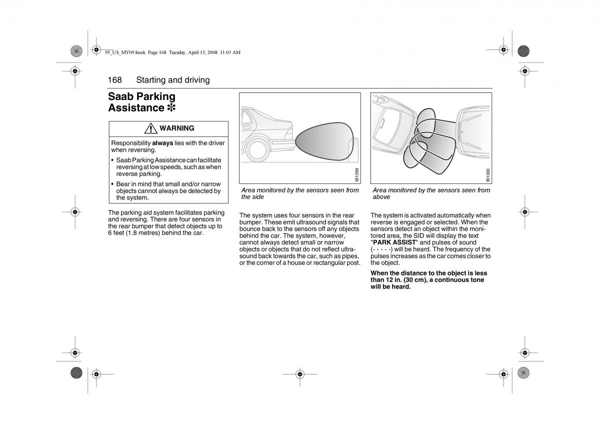 Saab 9 5 FL I 1 owners manual / page 168