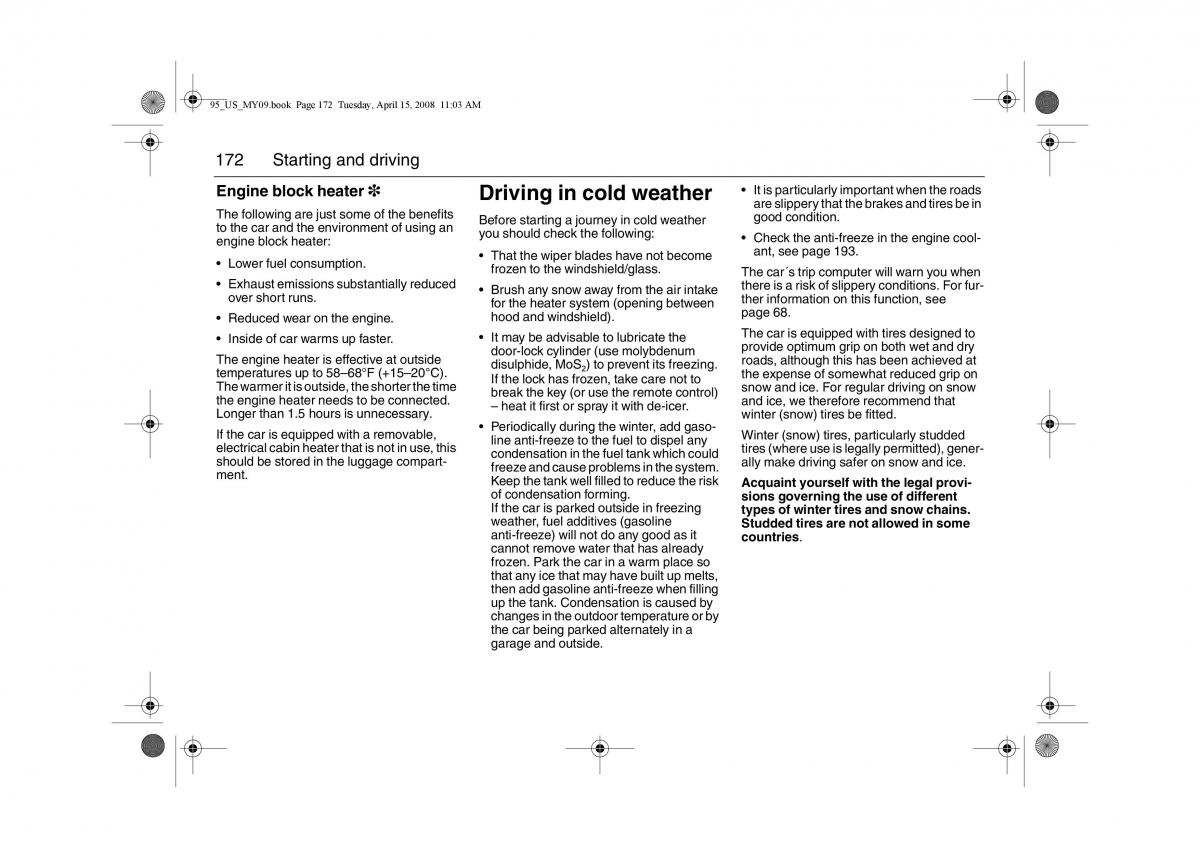 Saab 9 5 FL I 1 owners manual / page 172