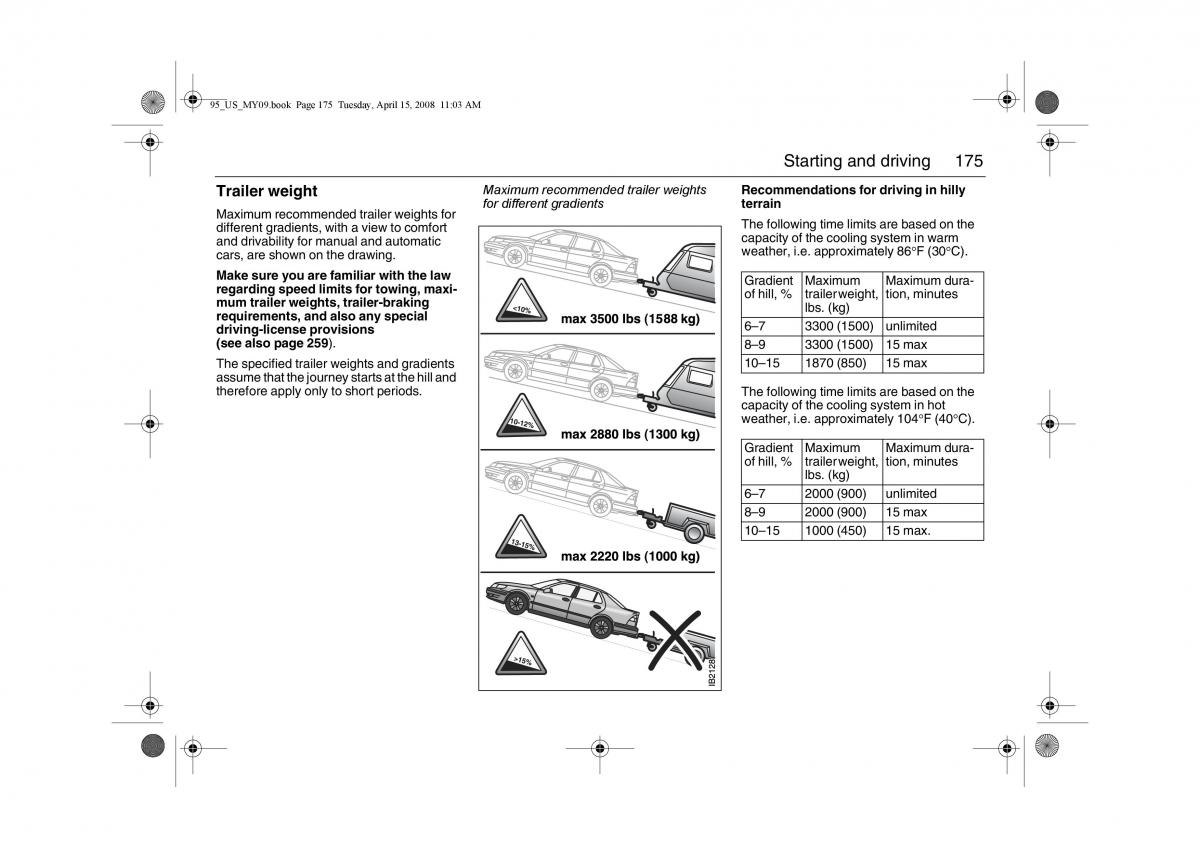 manual  Saab 9 5 FL I 1 owners manual / page 175