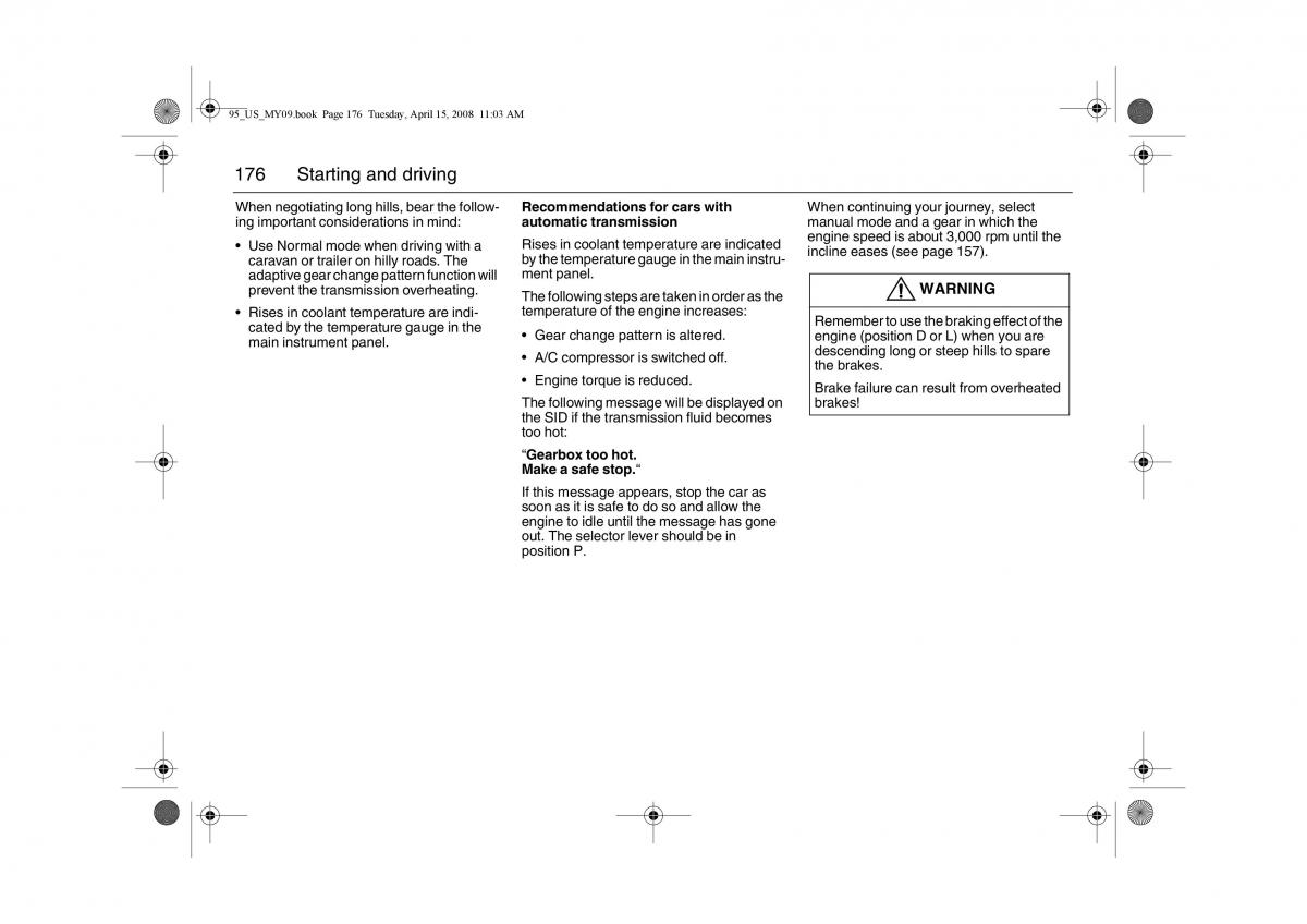 manual  Saab 9 5 FL I 1 owners manual / page 176