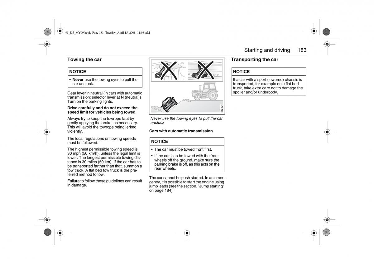 manual  Saab 9 5 FL I 1 owners manual / page 183