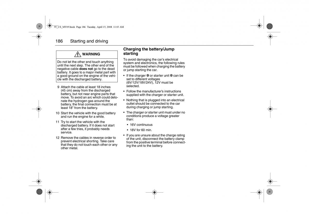 Saab 9 5 FL I 1 owners manual / page 186