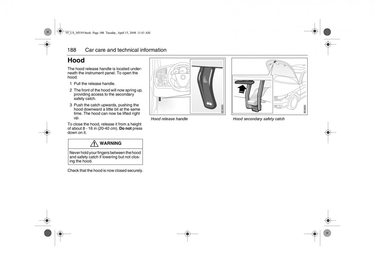 Saab 9 5 FL I 1 owners manual / page 188