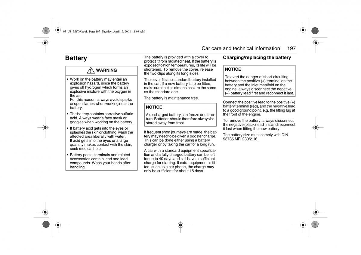 Saab 9 5 FL I 1 owners manual / page 197