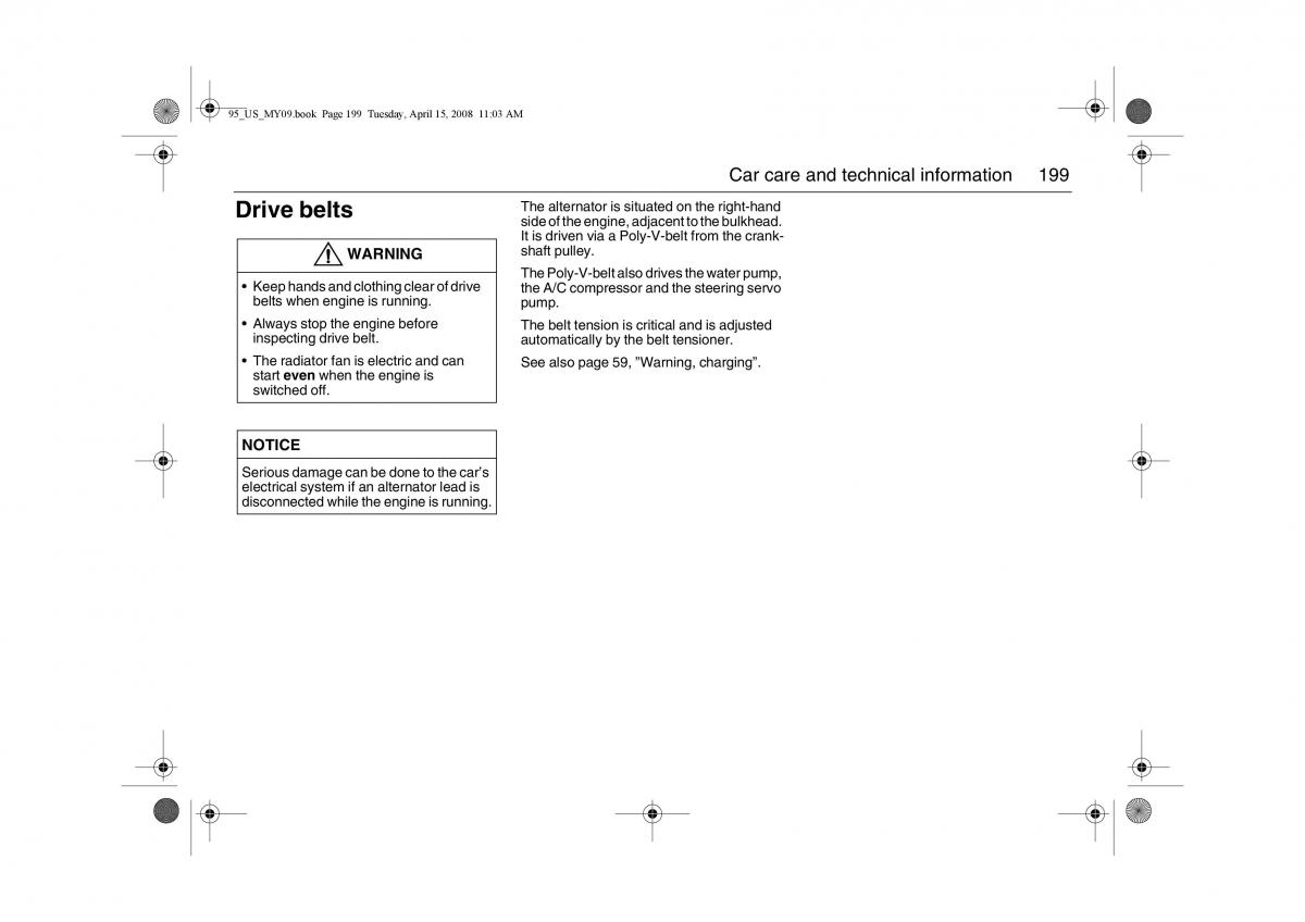 manual  Saab 9 5 FL I 1 owners manual / page 199