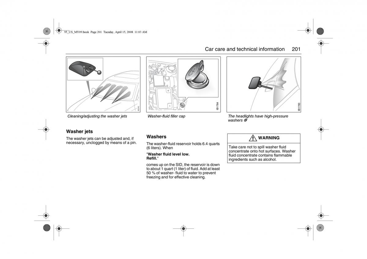 Saab 9 5 FL I 1 owners manual / page 201