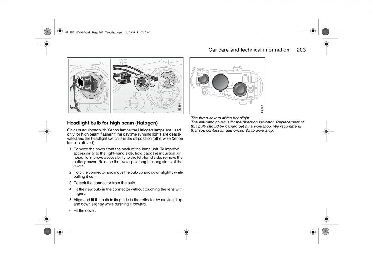 manual  Saab 9 5 FL I 1 owners manual / page 203