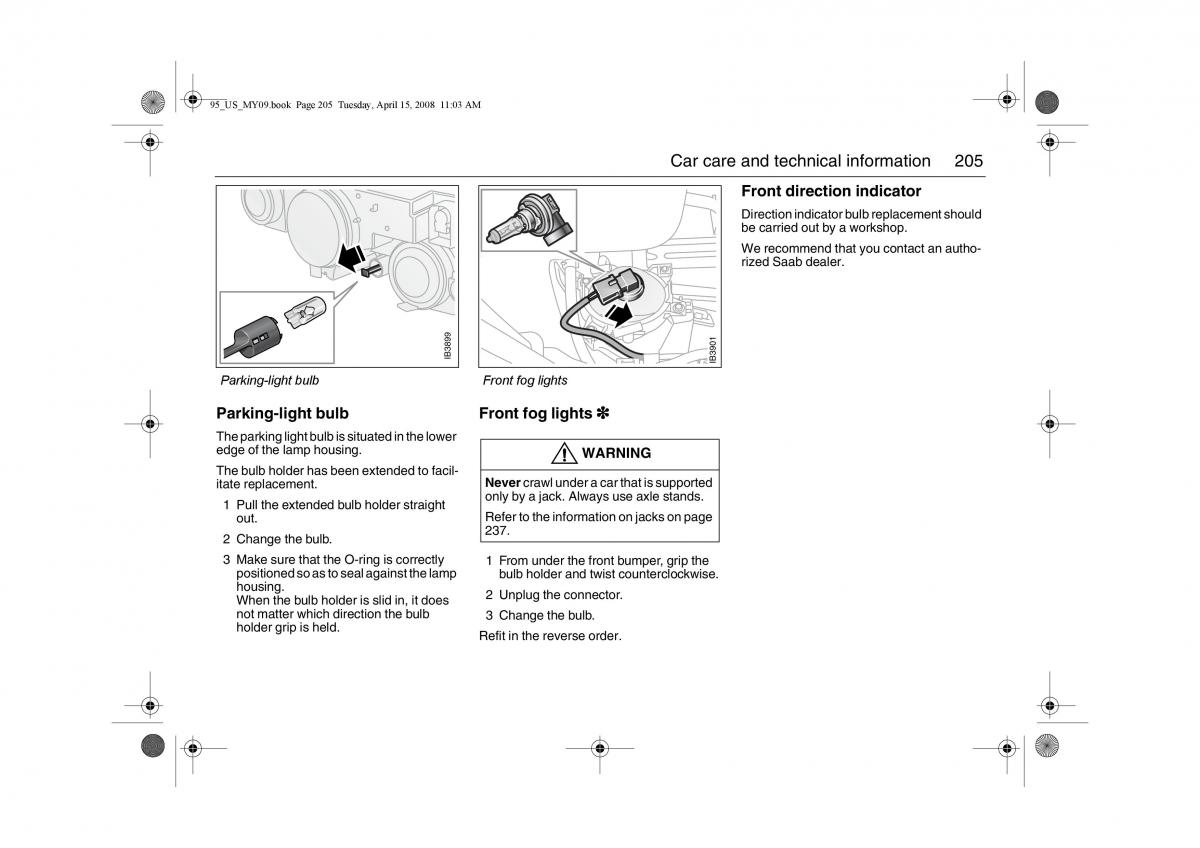 manual  Saab 9 5 FL I 1 owners manual / page 205