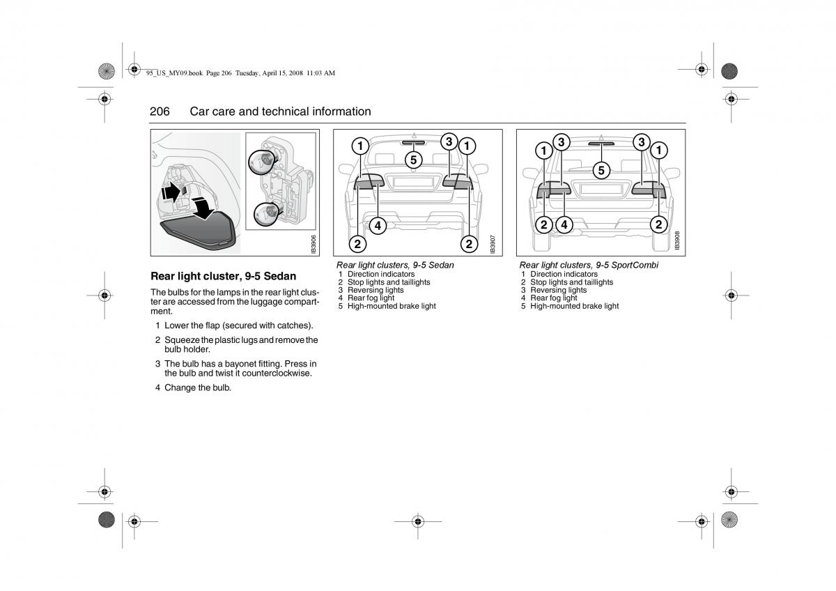 manual  Saab 9 5 FL I 1 owners manual / page 206