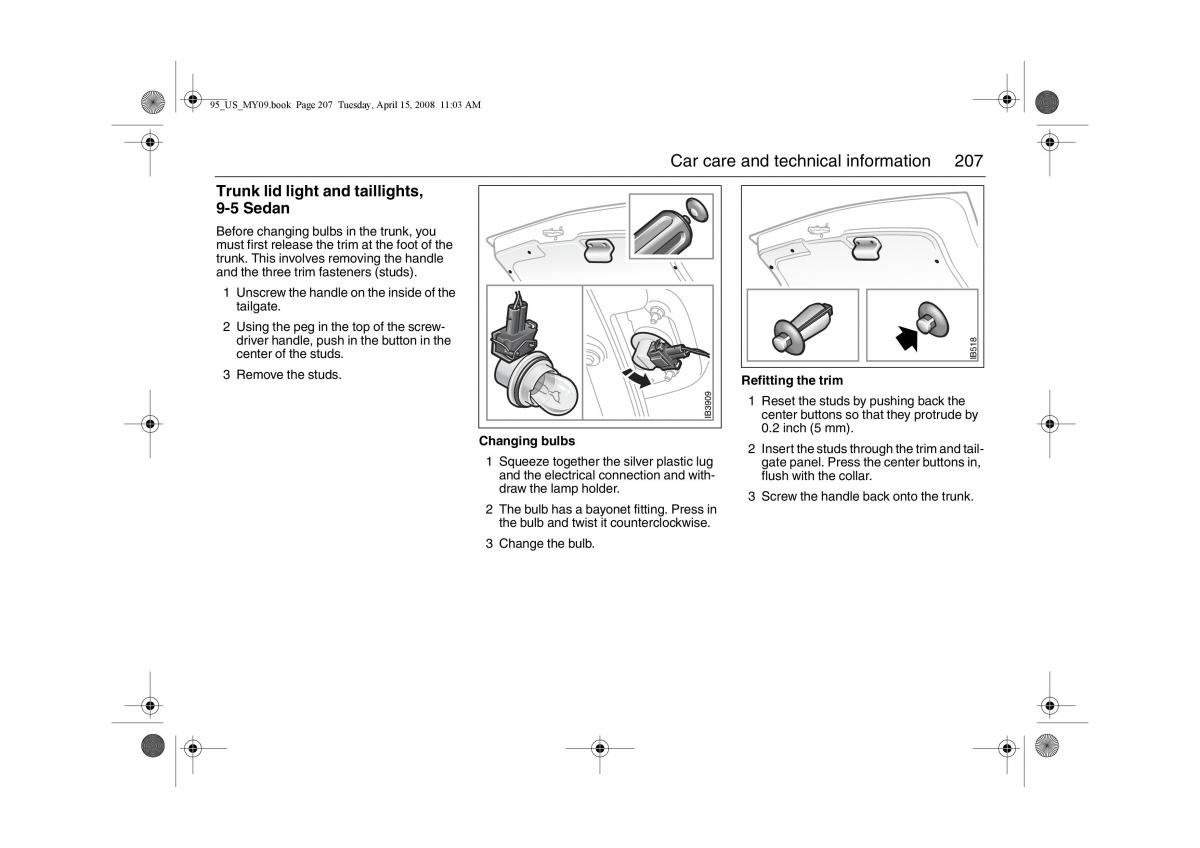 manual  Saab 9 5 FL I 1 owners manual / page 207