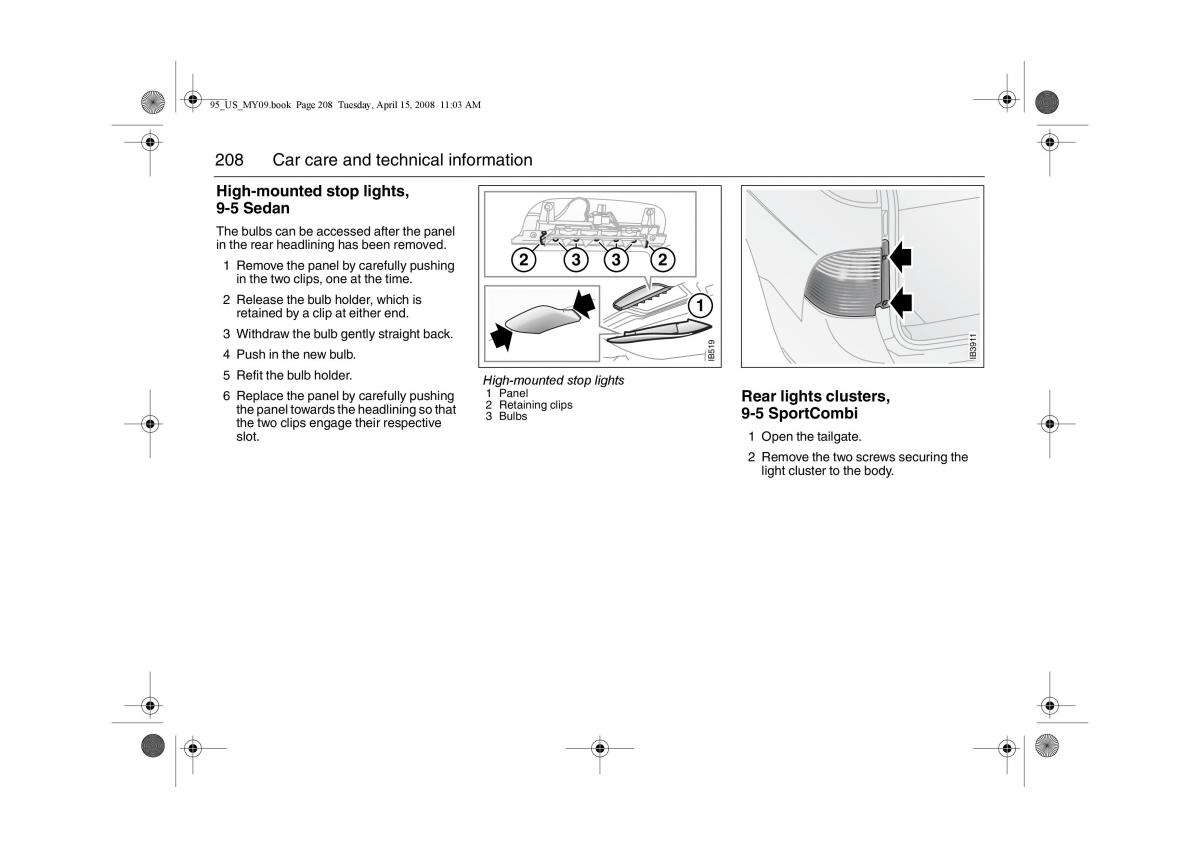 manual  Saab 9 5 FL I 1 owners manual / page 208