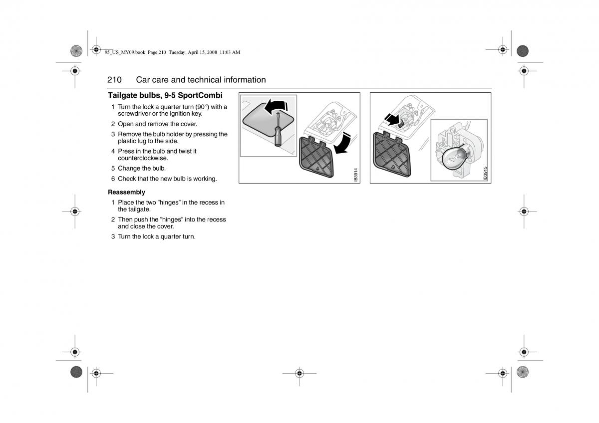 manual  Saab 9 5 FL I 1 owners manual / page 210