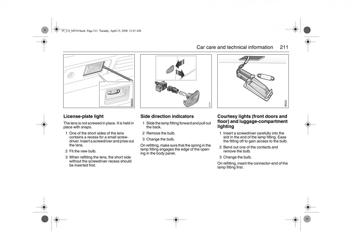 Saab 9 5 FL I 1 owners manual / page 211