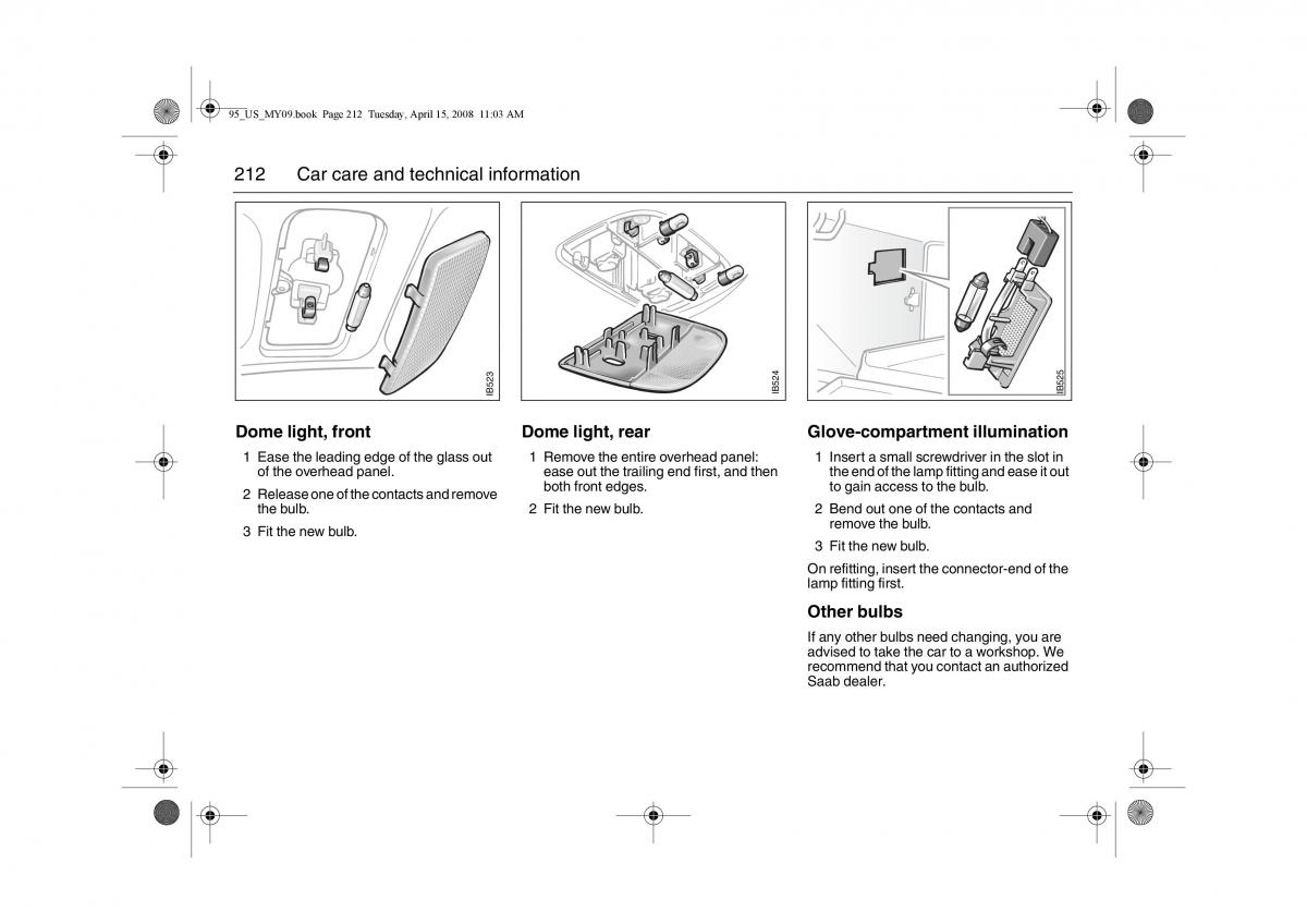 Saab 9 5 FL I 1 owners manual / page 212