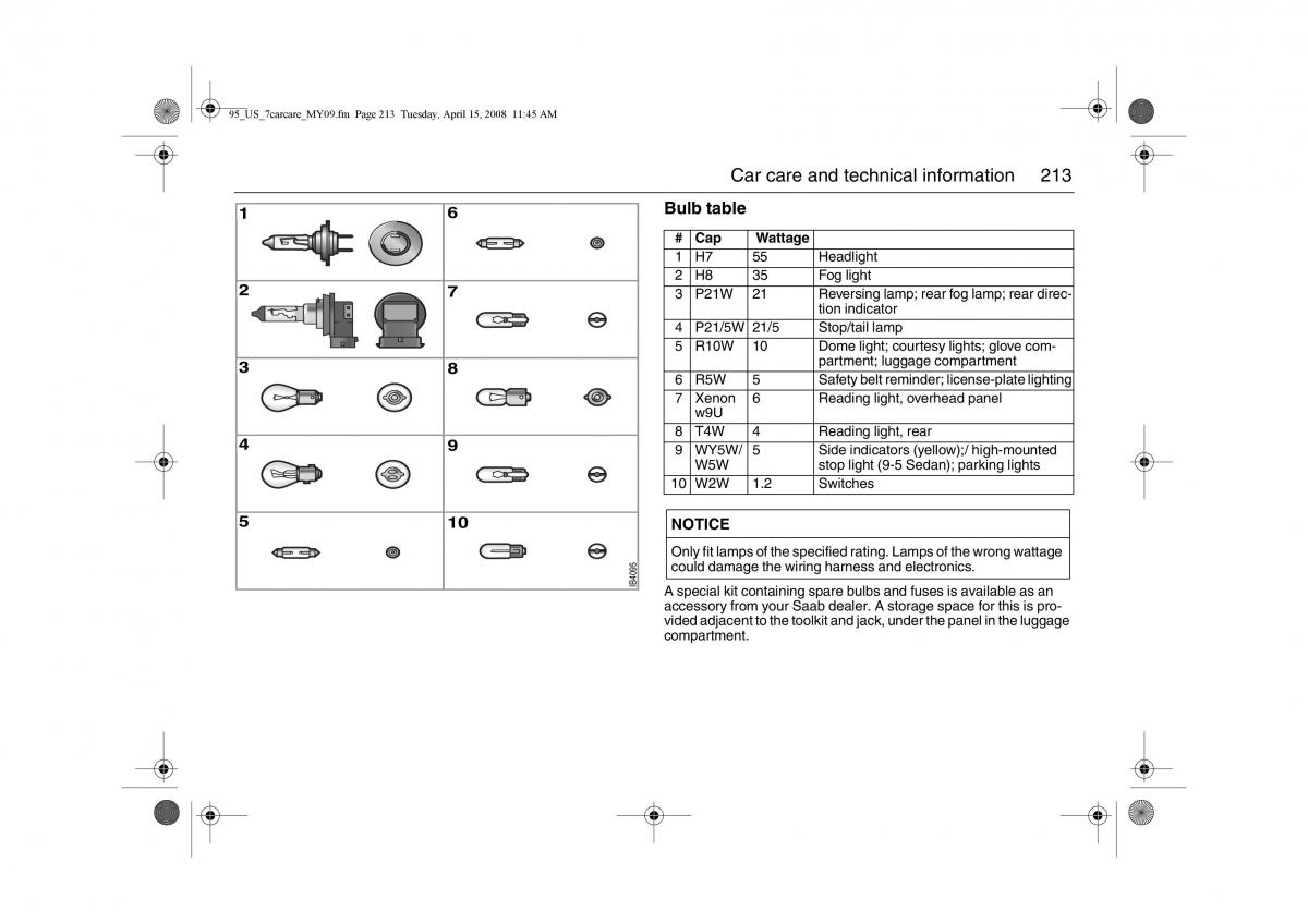 manual  Saab 9 5 FL I 1 owners manual / page 213