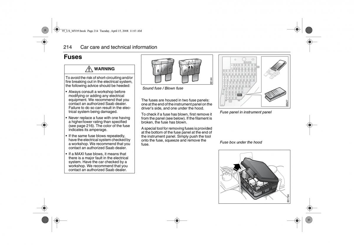 manual  Saab 9 5 FL I 1 owners manual / page 214