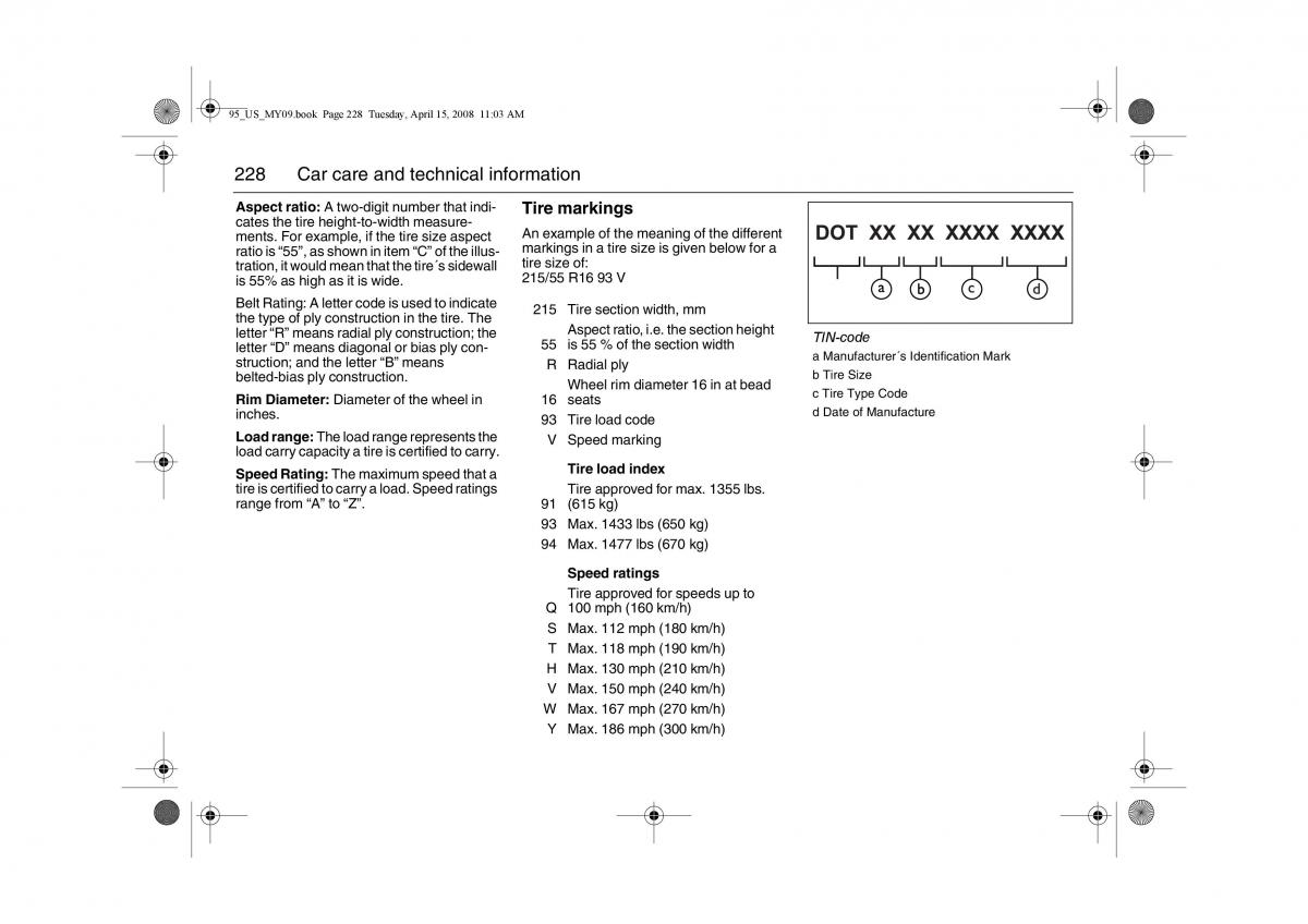 Saab 9 5 FL I 1 owners manual / page 228