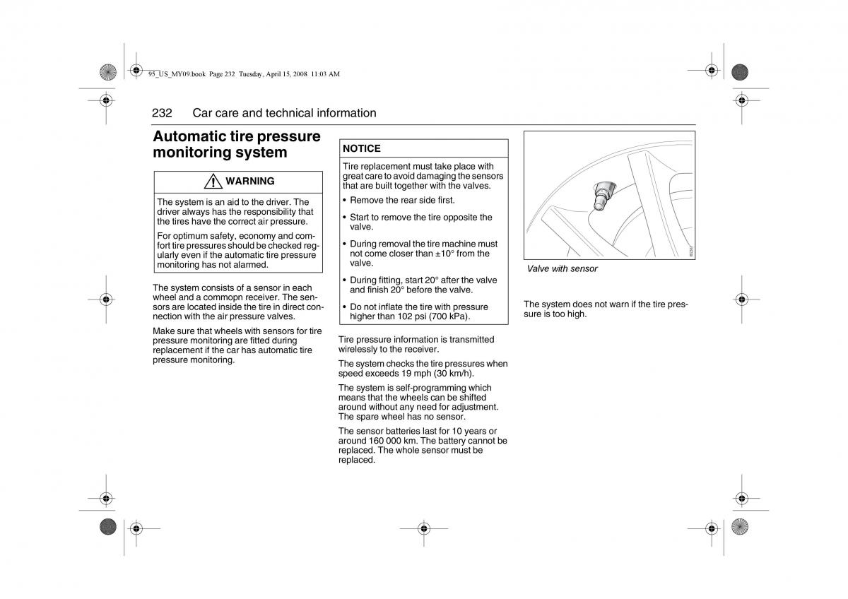 manual  Saab 9 5 FL I 1 owners manual / page 232