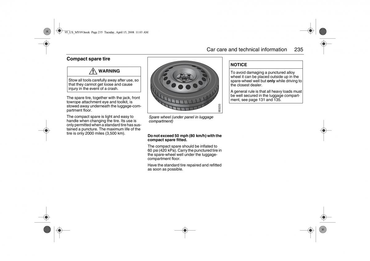 Saab 9 5 FL I 1 owners manual / page 235