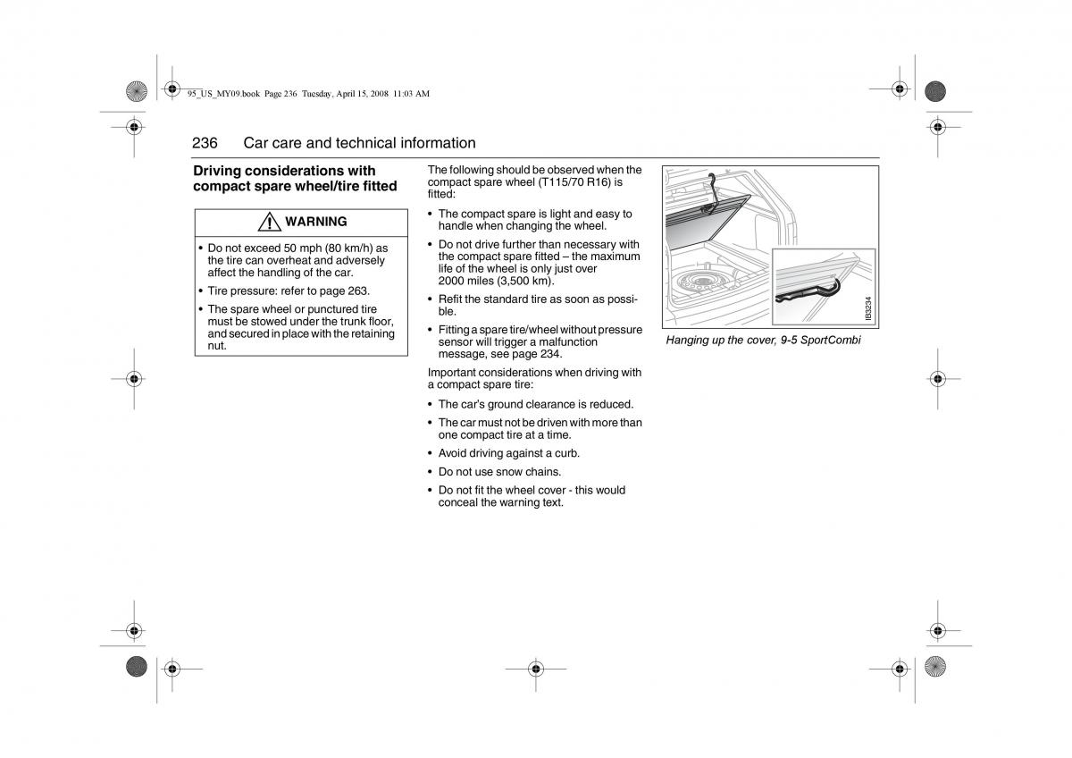 manual  Saab 9 5 FL I 1 owners manual / page 236