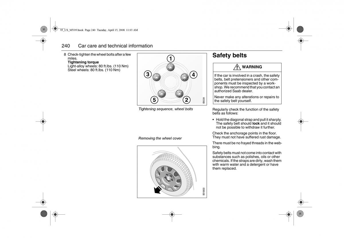 manual  Saab 9 5 FL I 1 owners manual / page 240