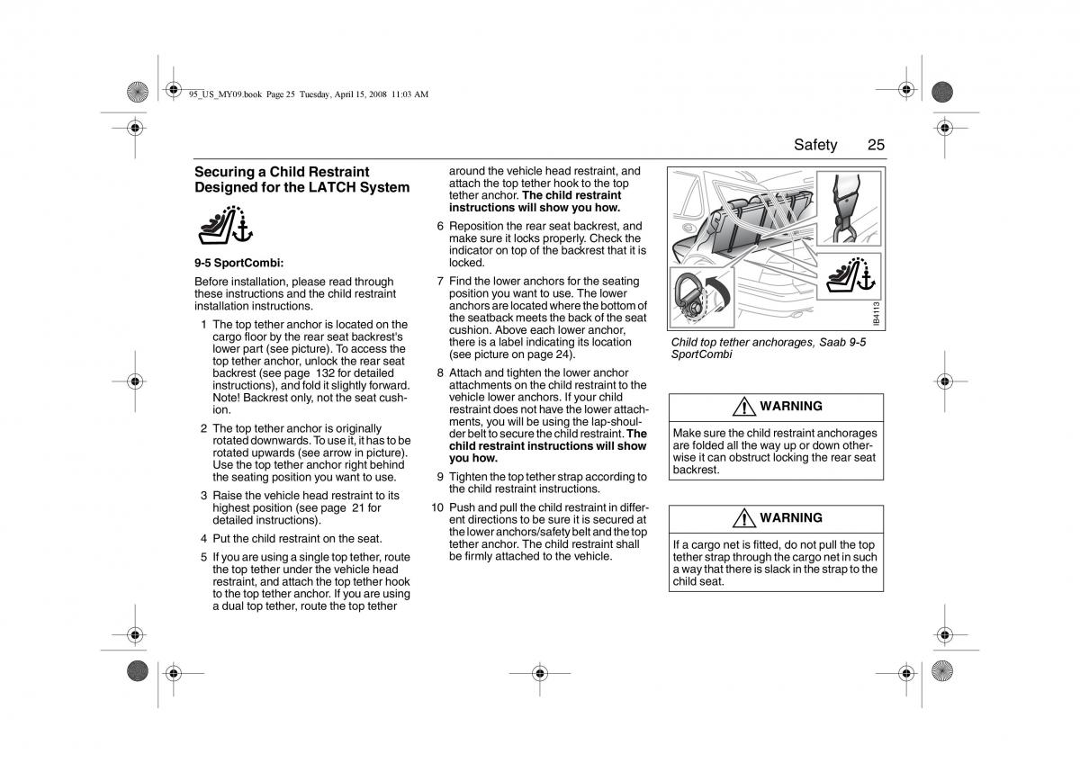 manual  Saab 9 5 FL I 1 owners manual / page 25