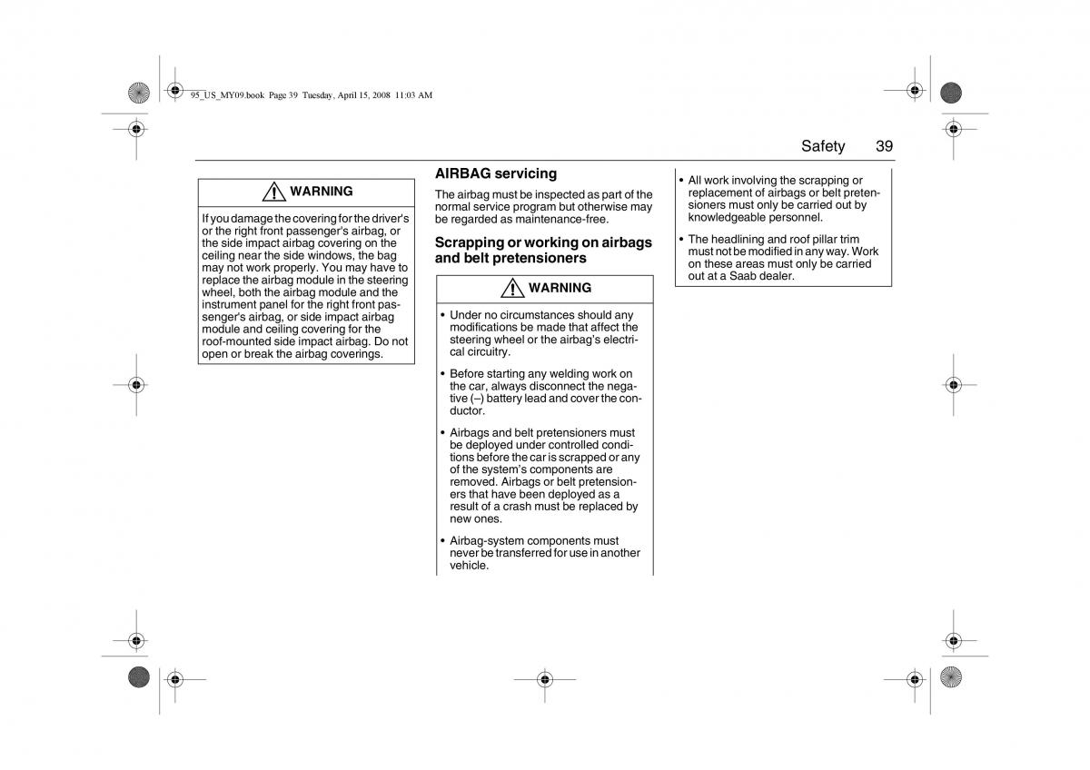 manual  Saab 9 5 FL I 1 owners manual / page 39