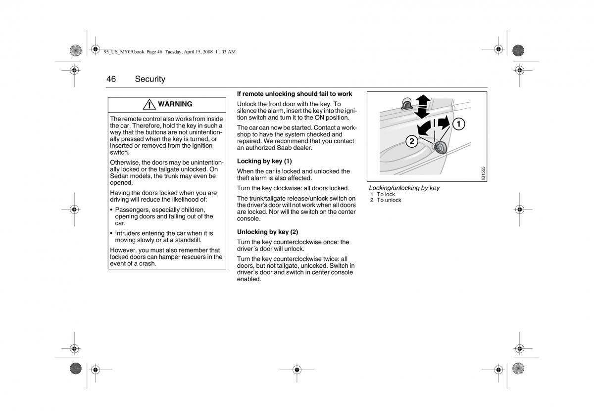 manual  Saab 9 5 FL I 1 owners manual / page 46