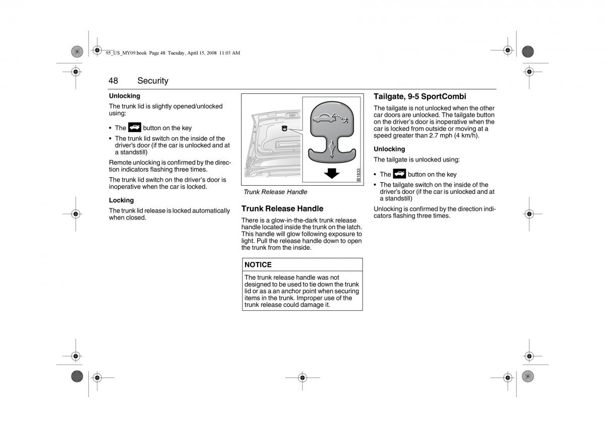 Saab 9 5 FL I 1 owners manual / page 48