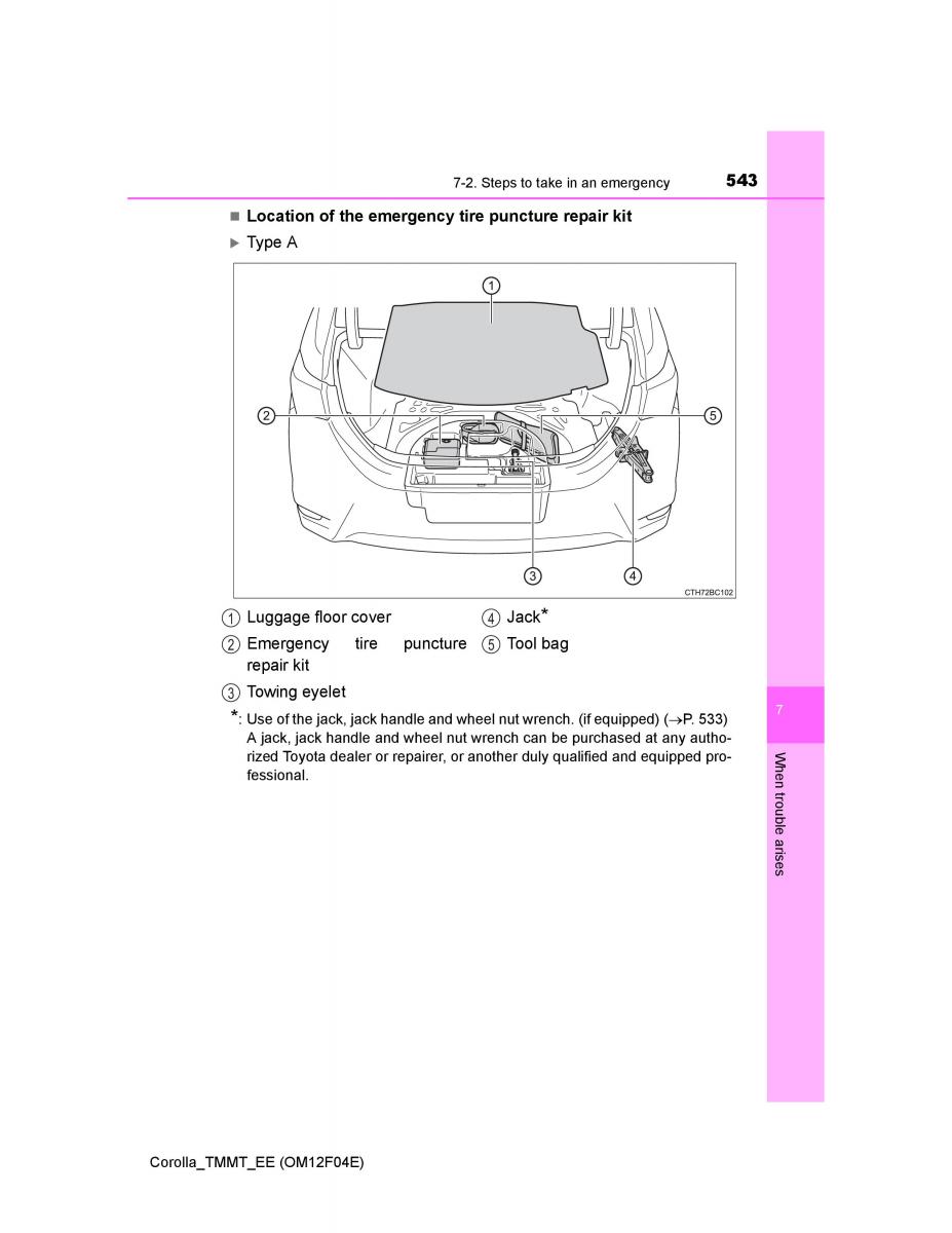 Toyota Corolla XI 11 E160 owners manual / page 543