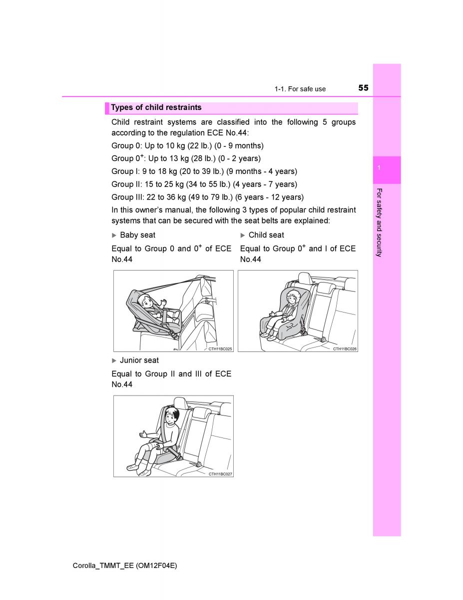 Toyota Corolla XI 11 E160 owners manual / page 55