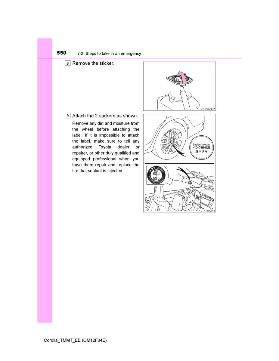 Toyota Corolla XI 11 E160 owners manual / page 550