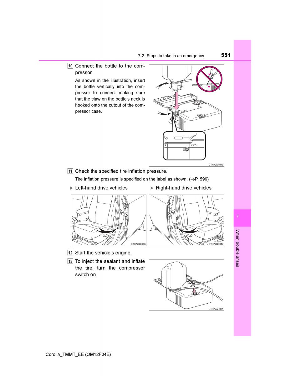 Toyota Corolla XI 11 E160 owners manual / page 551