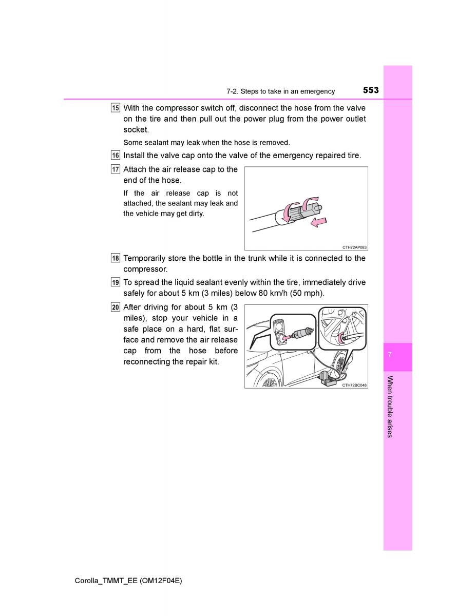 Toyota Corolla XI 11 E160 owners manual / page 553