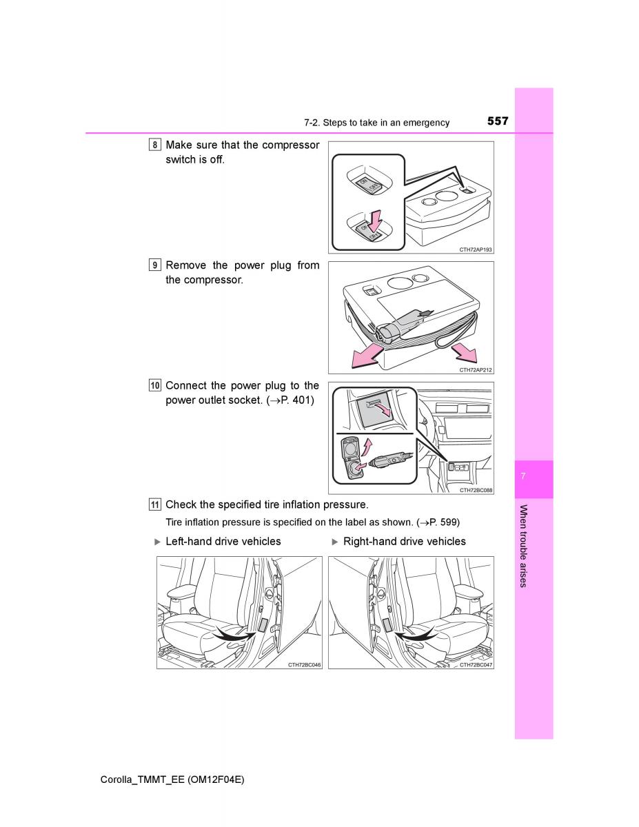 Toyota Corolla XI 11 E160 owners manual / page 557