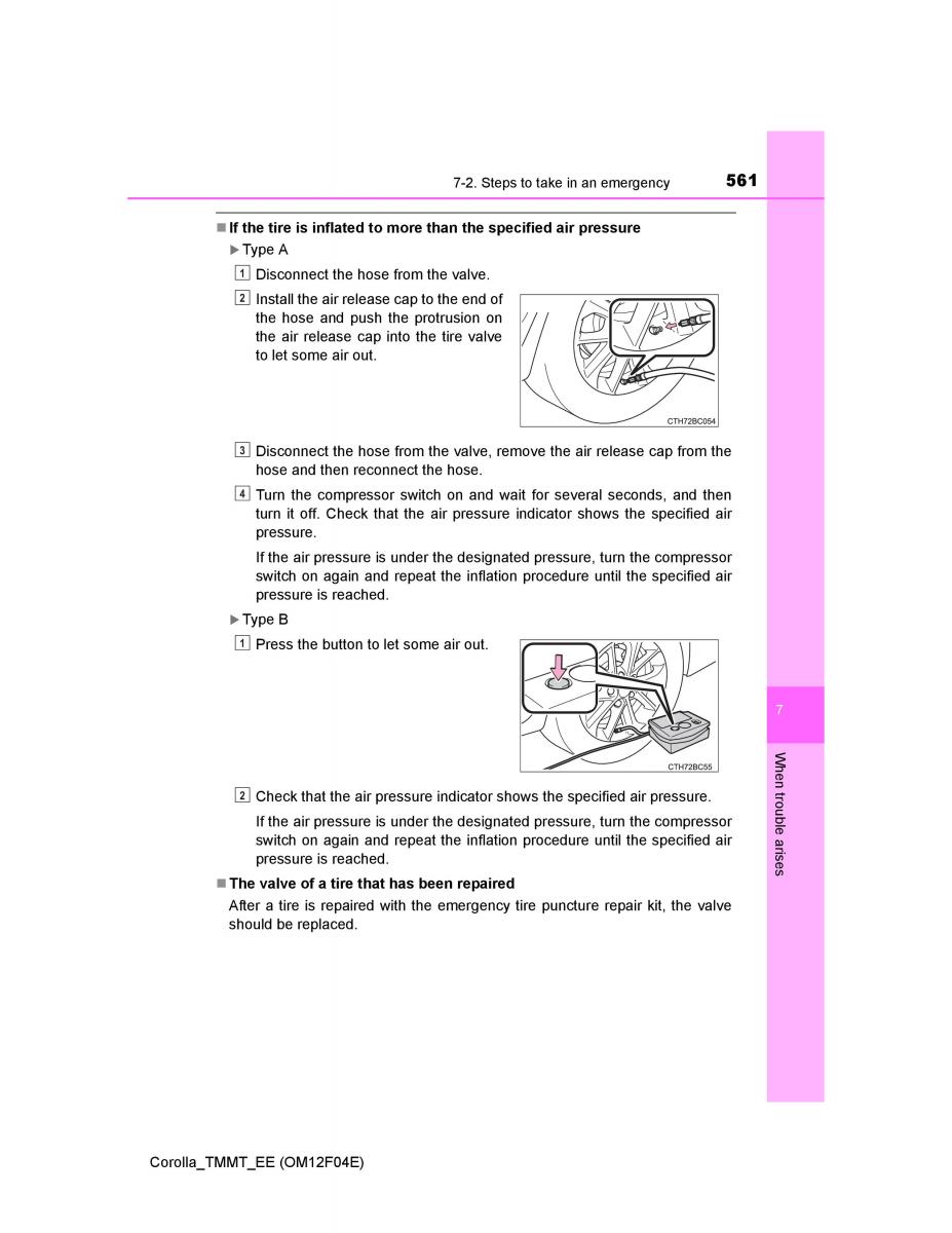 Toyota Corolla XI 11 E160 owners manual / page 561