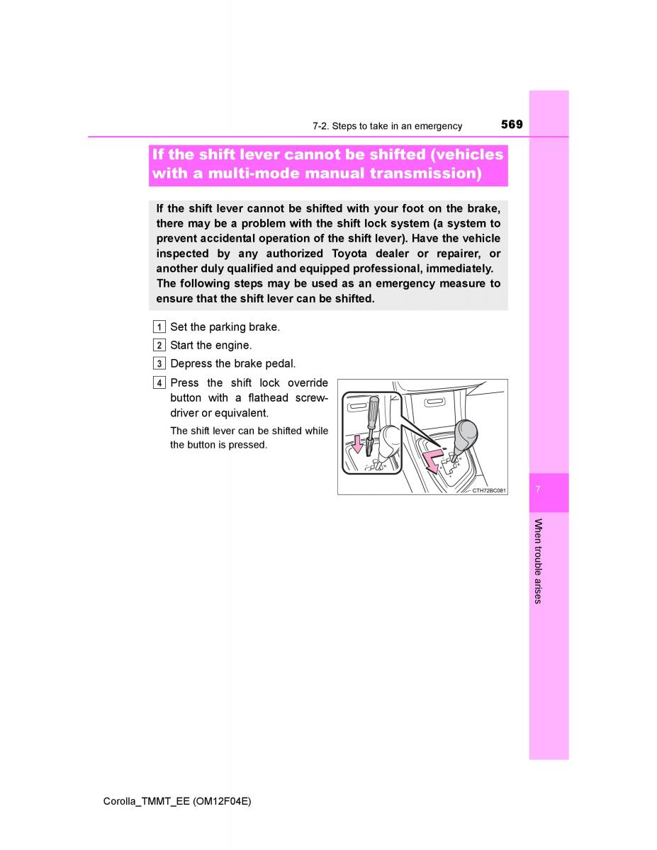 Toyota Corolla XI 11 E160 owners manual / page 569