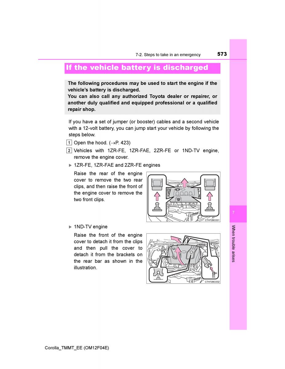 Toyota Corolla XI 11 E160 owners manual / page 573