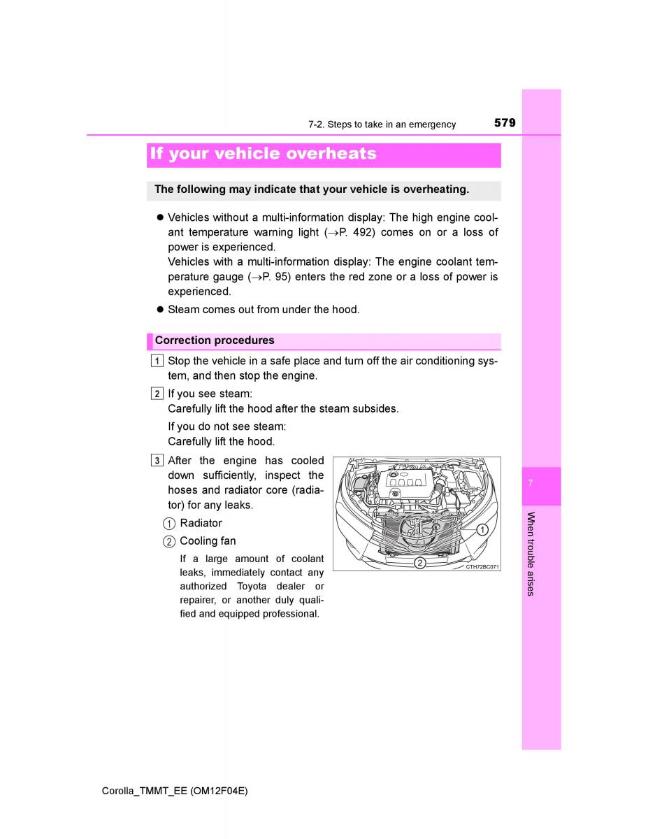 Toyota Corolla XI 11 E160 owners manual / page 579